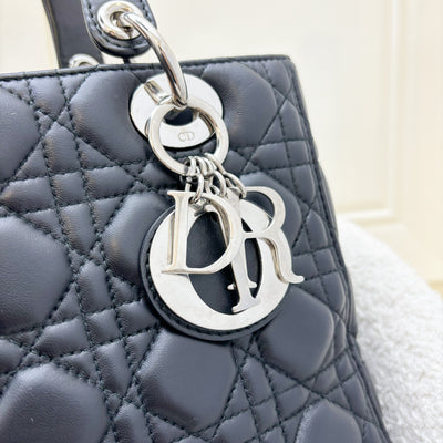 Dior Medium Lady Dior in Black Lambskin and SHW (New Version with Adjustable Strap)