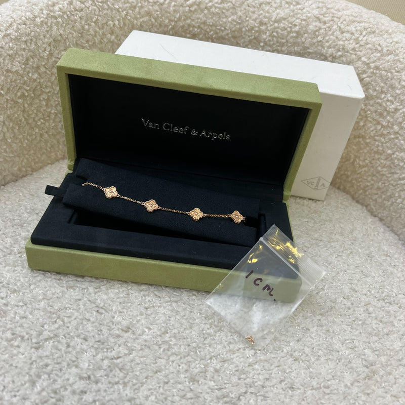 Van Cleef & Arpels VCA 6 Motif Sweet Alhambra Bracelet in Hammered 18K Rose Gold