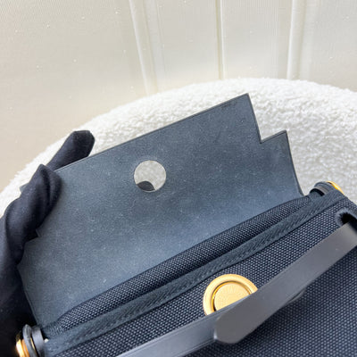 Hermes Mini Herbag Retourne in Noir Black Toile Militaire Canvas, Black Vache Hunter Leather and GHW