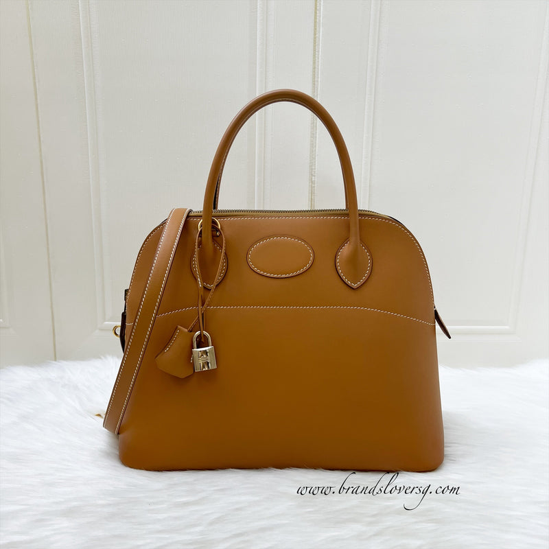 Hermes Vintage Bolide 31 in Gold Box Calfskin and GHW