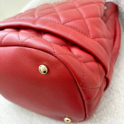 Chanel 19B Drawstring Bucket Bag in Red Caviar and LGHW