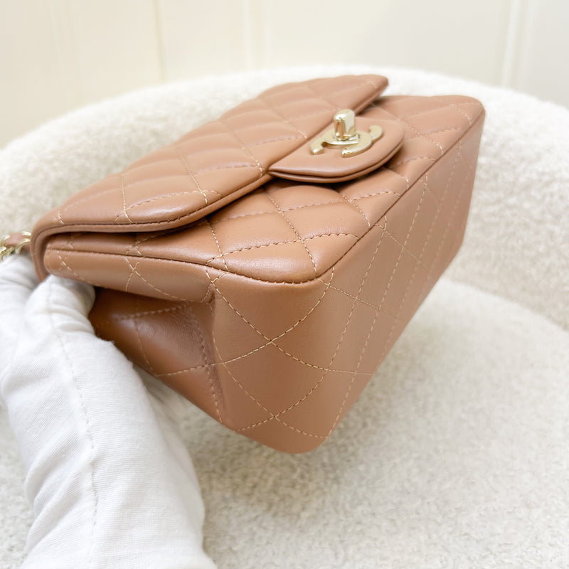 Chanel Classic Square Mini in 22S Caramel Lambskin and LGHW