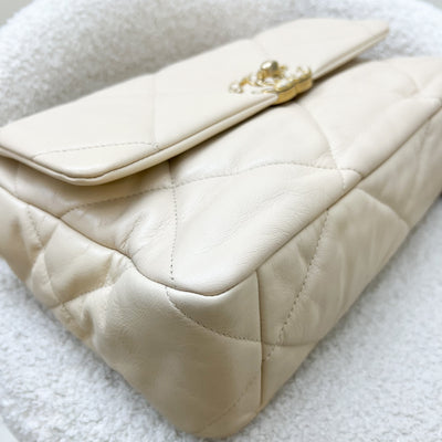 Chanel 19 Medium Flap in Light Beige Lambskin and 3-Tone Hardware