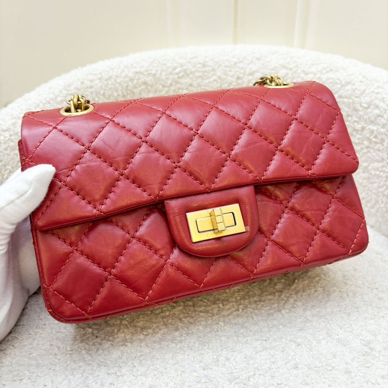 Chanel Classic 2.55 Reissue Mini Flap in Red Distressed Calfskin and AGHW