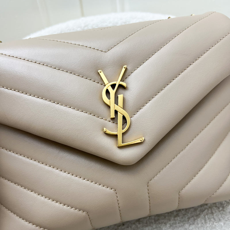 Saint Laurent YSL Small Loulou in Beige Calfskin and AGHW