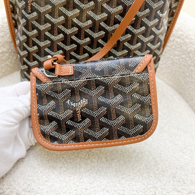 Goyard Mini Anjou in Black Goyardine Canvas with Camel Trim