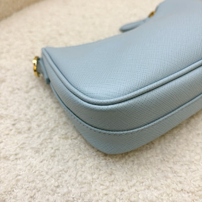 Prada Re-Edition Mini Bag in Baby Blue Saffiano Leather and GHW