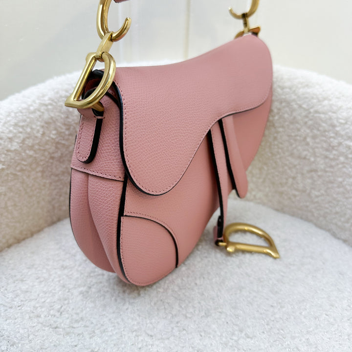 Dior Mini Saddle Bag In Pink Grained Calfskin AGHW – Brands Lover