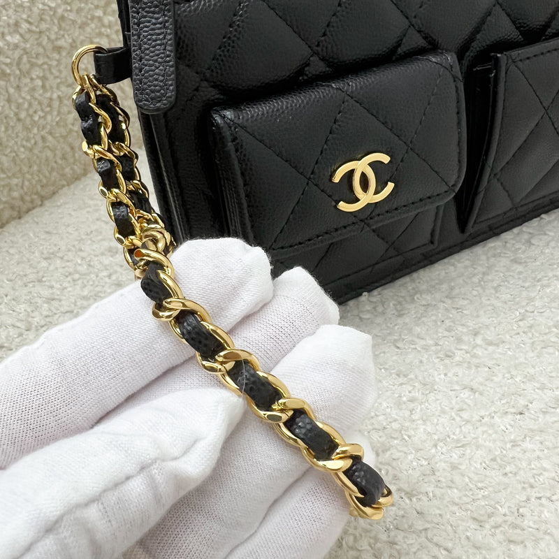 Chanel Wristlet Clutch in Black Caviar and GHW