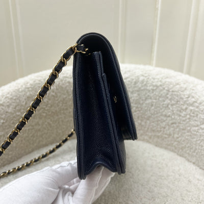 Chanel Classic Wallet on Chain WOC in Navy Blue Caviar and LGHW