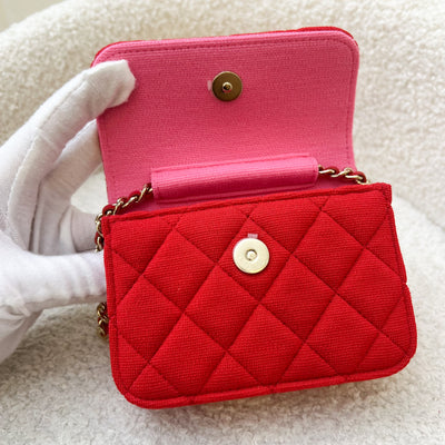 Chanel 2023 VIP Clutch on Chain in Red Jersey and LGHW