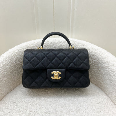 Chanel Top Handle Mini Rectangle Flap in 21S Black Caviar Aged GHW