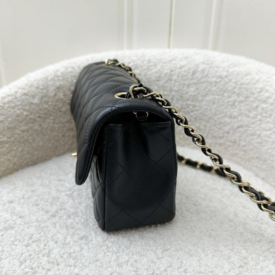 Chanel Mini Rectangle Flap in Black Lambskin and LGHW