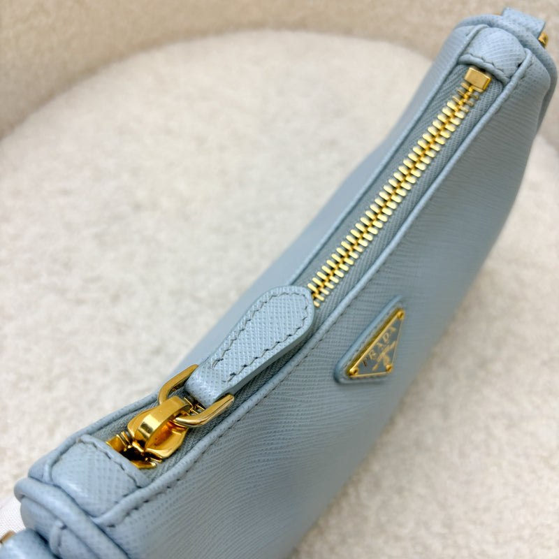 Prada Re-Edition Mini Bag in Baby Blue Saffiano Leather and GHW