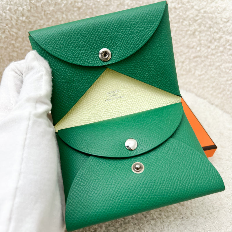 Hermes Calvi Duo in Vert Vertigo / Jaune Milton Epsom Leather and PHW