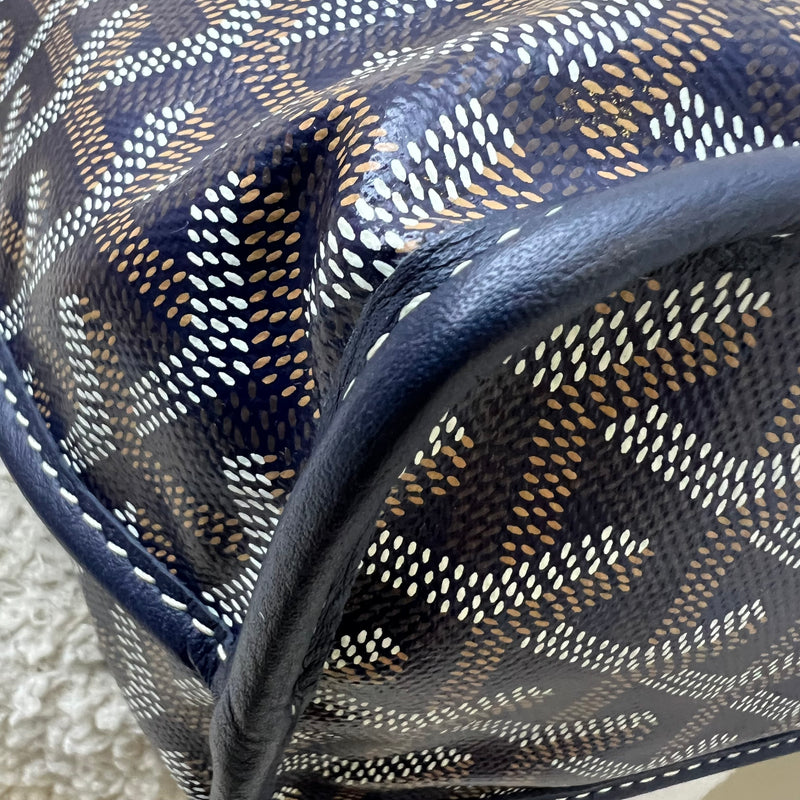 Goyard Mini Anjou Tote in Navy Goyardine Canvas with Navy Trim