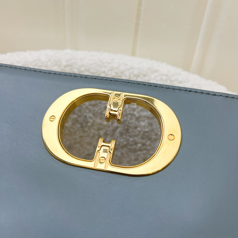 Dior Small Caro Flap in Stone Grey Grained Calfskin and GHW