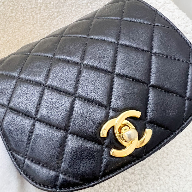 Chanel Vintage Small Quilted Crossbody Bag in Black Lambskin GHW