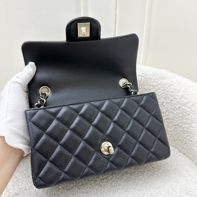 Chanel Mini Rectangle Flap in Black Lambskin and LGHW