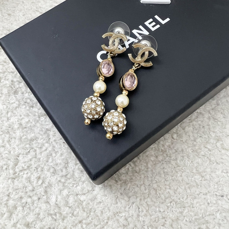 Chanel Dangling Earrings with Purple Crystals