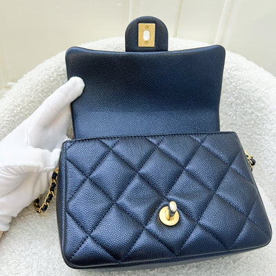 Chanel 21K Perfect Mini Flap Bag in Iridescent Black (Midnight) Caviar AGHW