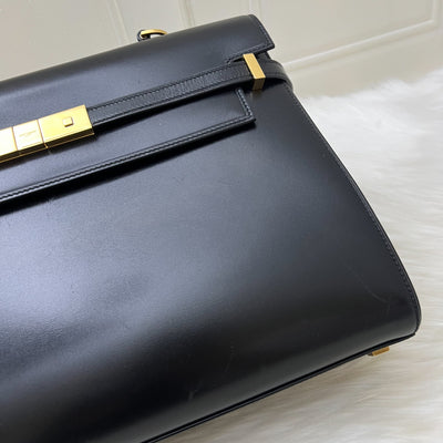 Saint Laurent YSL Manhattan Top Handle Large in Black Box Leather and GHW