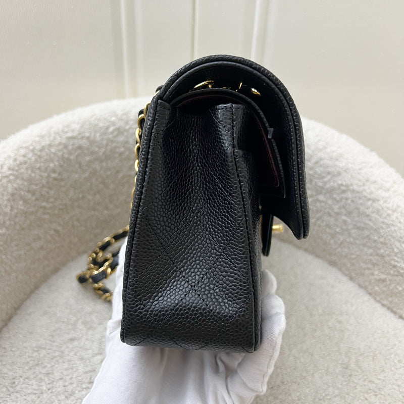 Chanel Small Classic Flap CF in Black Caviar and GHW (Model: A01113)