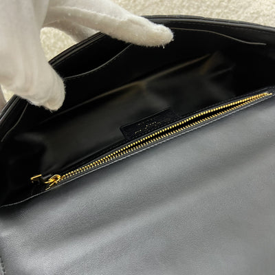 Dior Medium Caro Flap Bag in Black Grained Calfskin and GHW