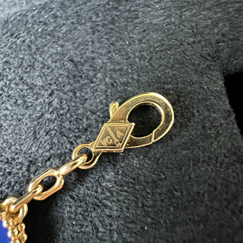 Van Cleef & Arpels VCA Vintage Alhambra 5 Motifs Bracelet with Blue Agate in 18K Yellow Gold (Ref: VCARP34900)