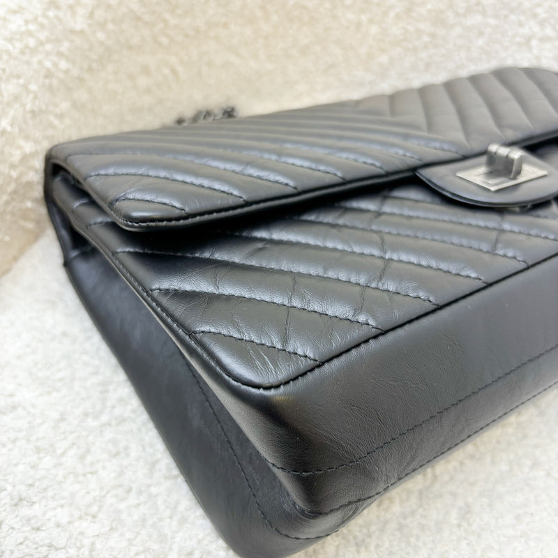 Chanel 2.55 Reissue 226 Flap in Chevron Black Distressed Leather and RHW