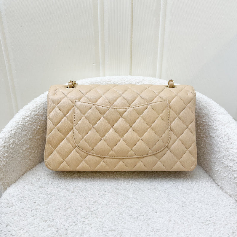 Chanel Medium Classic Flap CF in Beige Caviar and GHW