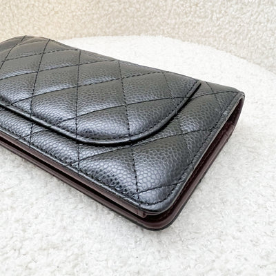 Chanel Classic Bifold Yen Long Wallet in Black Caviar and GHW