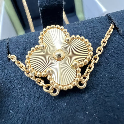 Van Cleef & Arpels VCA Vintage Alhambra Guilloché Pendant Necklace in 18K Yellow Gold (Ref: VCARP4KL00)