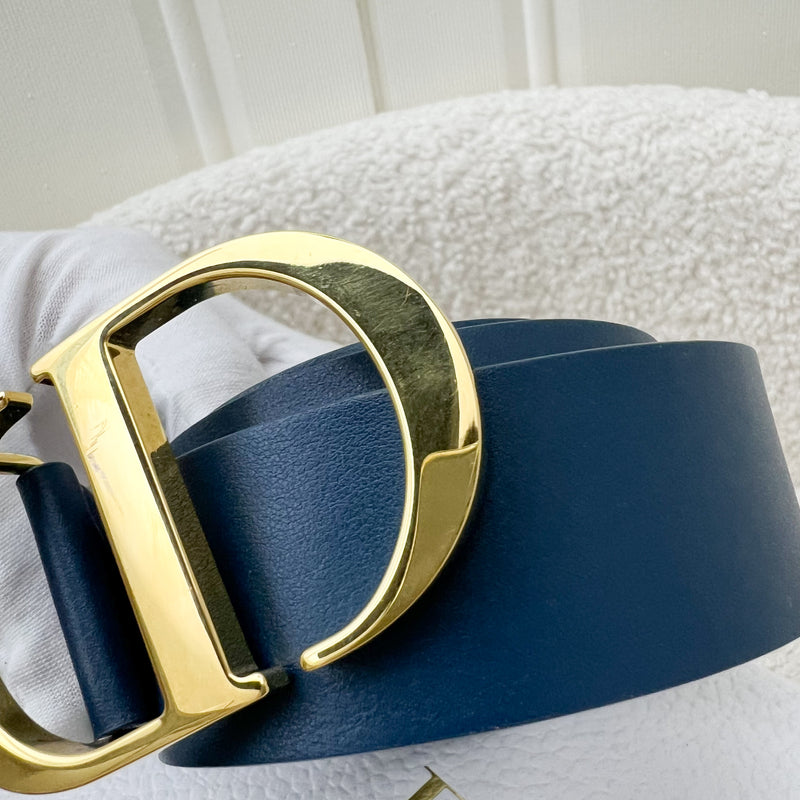 Dior CD Belt in Blue Leather and GHW