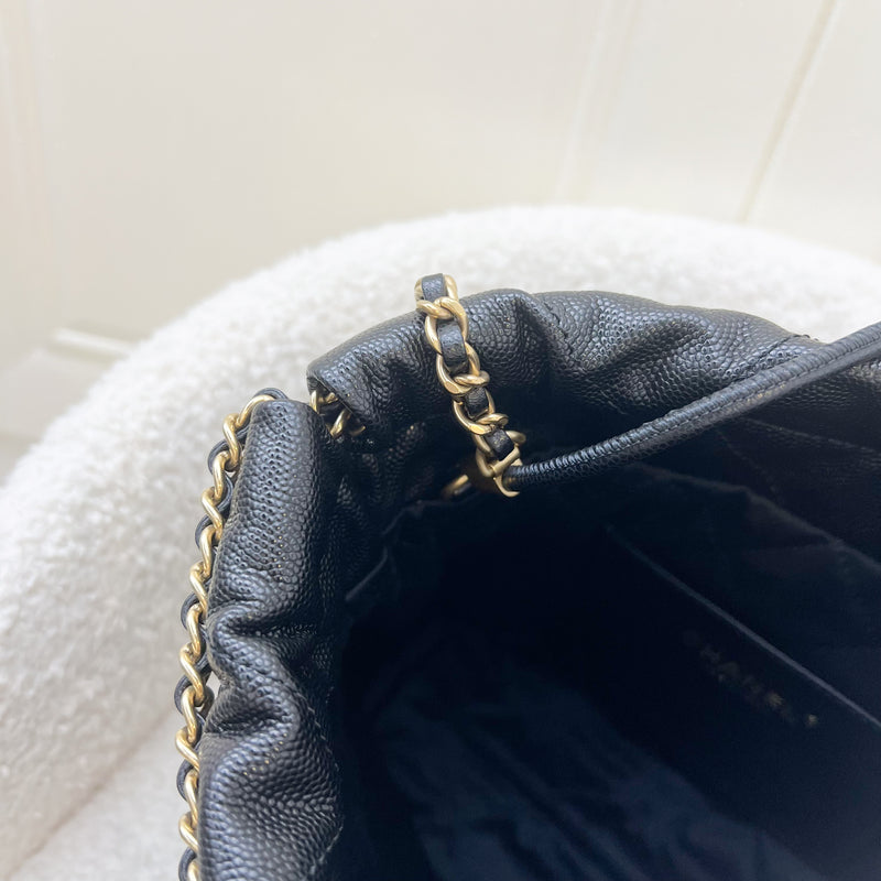 Chanel 22 So Black Mini Hobo Bag in 23K Black Caviar and GHW