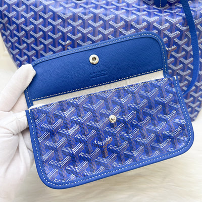 Goyard Saint Louis PM Tote in Blue Signature Goyardine Canvas