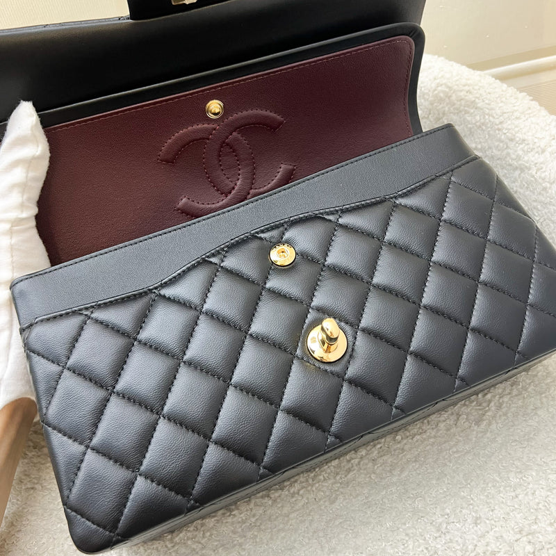 (June 2024 Receipt) Chanel Medium Classic Flap CF in Black Lambskin and GHW (Model: A01112)