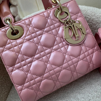 (Nov 2023 Receipt) Dior Small Lady Dior in Iridescent Hibiscus Pink Lambskin and GHW