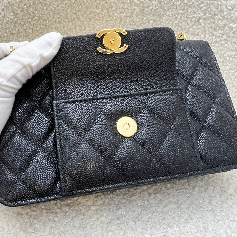 Chanel 22A Seasonal Wallet on Chain WOC in Black Caviar and GHW