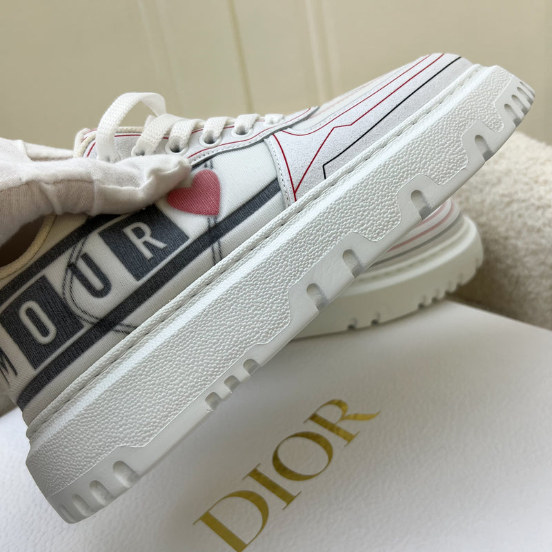 Dior Dioramour Dior Addict Sneakers in Calfskin and Technical Fabric Sz 36
