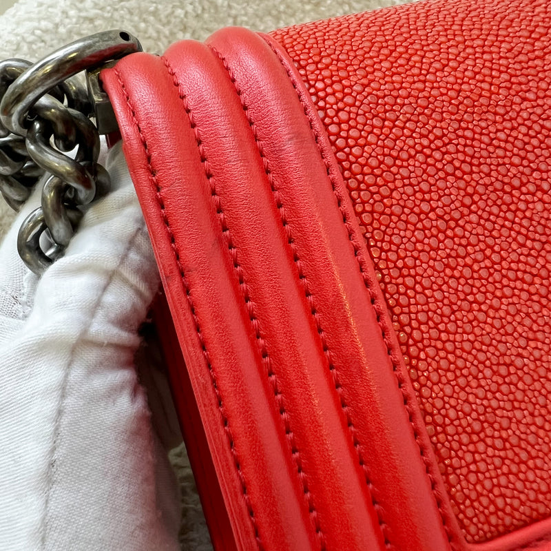 Chanel Small Boy Flap in Red Stingray Leather and RHW