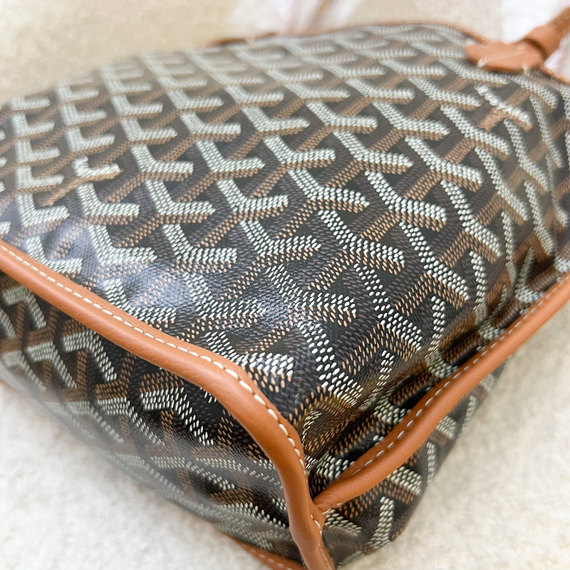 Goyard Mini Anjou in Black Goyardine Canvas with Camel Trim