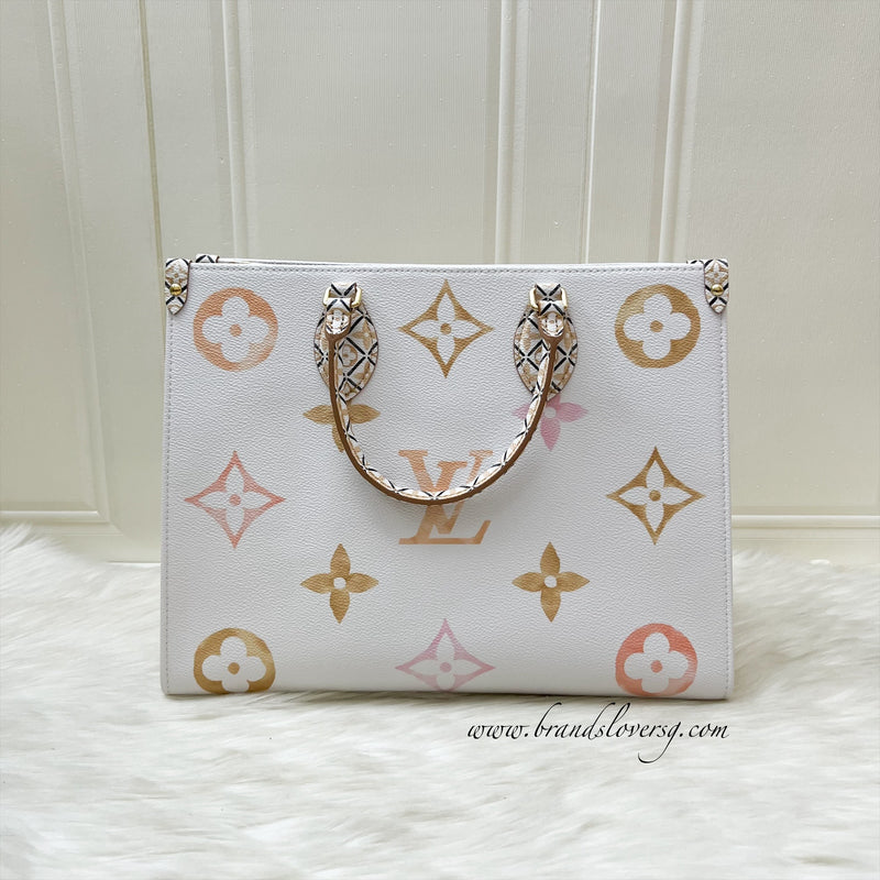 LV By The Pool Onthego MM in Ombre Beige / Creme Giant Monogram Canvas and GHW