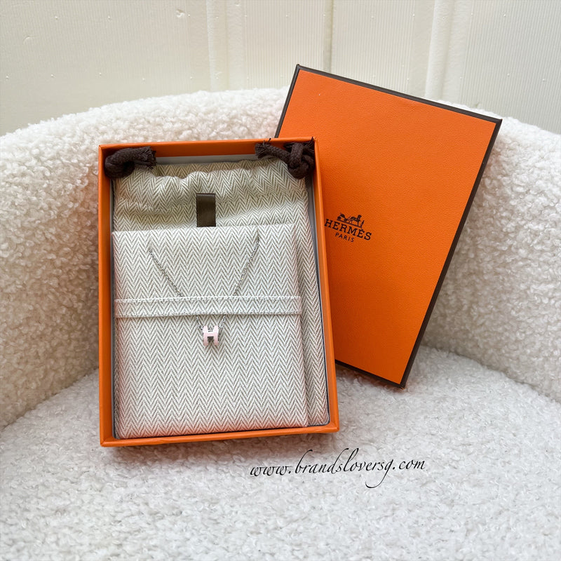 Hermes Mini Pop H Pendant in Rose Enamel and PHW