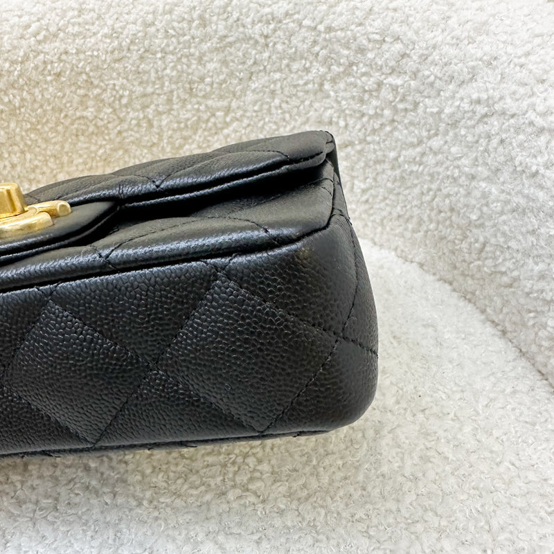 Chanel 24P Heart Adjustable Chain Mini 19cm Flap Bag in Black Caviar AGHW