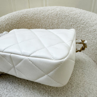 Chanel 23S Heart Clasp Mini Flap in White Lambskin and AGHW