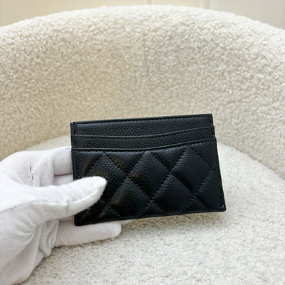 Chanel Classic Flat Card Holder in Black Caviar and GHW