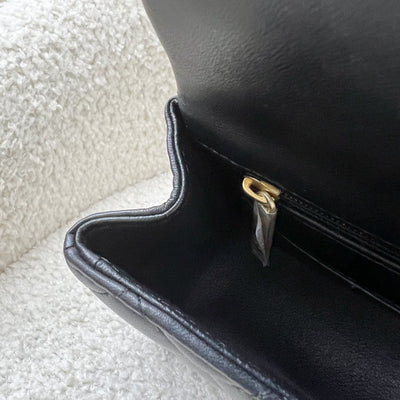 Chanel Top Handle Mini Rectangle Flap in Black Lambskin and GHW