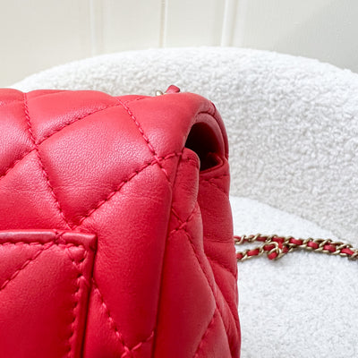 Chanel Pearl Crush Mini Square Flap in Red Lambskin and AGHW