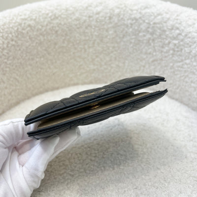 Dior Caro Medium Wallet in Black Calfskin and GHW